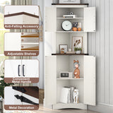 Farmhouse 5-Tier Engineered Wood Corner Storage Cabinet