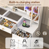 Large Modern Wooden Vanity Desk With Mirror Lights