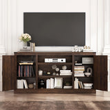 66-Inch Farmhouse Wooden TV Stand With Power Outlets
