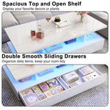 43-Inch Modern LED High Gloss Coffee Table With Storage Drawers