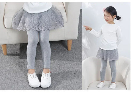Girls Cotton Lace Skirt-Pants Leggings Winter Tights - Omega Lifestyles