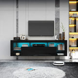63-Inch High Gloss Floating TV Stand With RGB Lights