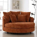 Oversized Round Barrel Chenille Fabric Accent Chair With Ottoman - Omega Lifestyles