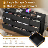 Modern 9 Drawer Engineered Wood Dresser With Charging Station