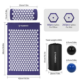 Acupressure Mat and Pillow Massage Set With Bag - Omega Lifestyles
