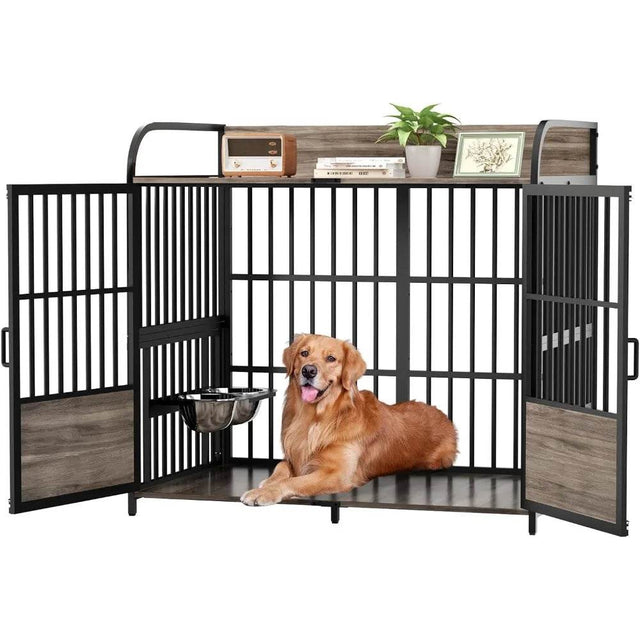 Heavy Duty Indoor XL Dog Crate With Adjustable Bowls - Omega Lifestyles