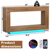 Wooden Farmhouse Console Table With 6000-Color Lighting