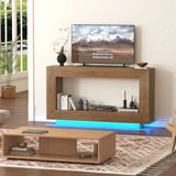 Wooden Farmhouse Console Table With 6000-Color Lighting