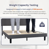 Queen Upholstered Linen Platform Bed Frame With Storage