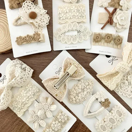 Set Of 4 Flower Embroidery Baby Girls Hairpins - Omega Lifestyles