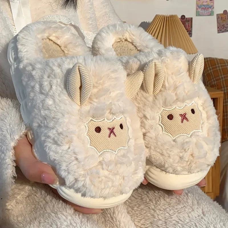 Lovely Sheep Plush Cotton Non-Slip Fluffy Slippers