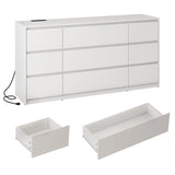 Modern 9 Drawer Engineered Wood Dresser With Charging Station