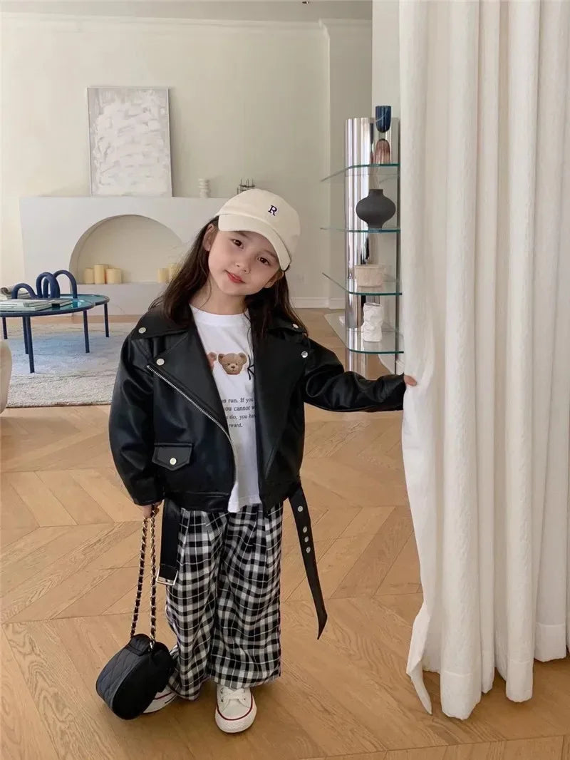 Children’s Autumn Thin Cotton Polyester PU Leather Jacket - Omega Lifestyles