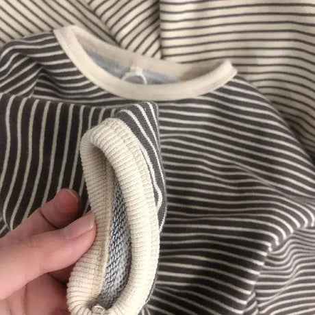 Children’s Striped Cotton Polyester Long Sleeve Tee - Omega Lifestyles