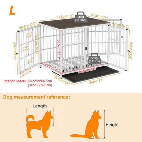 Multifunctional Wooden Dog Crate With Removable Tray - Omega Lifestyles