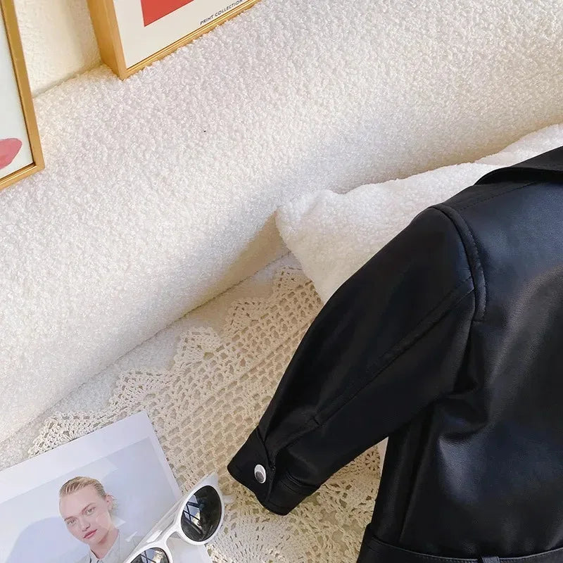 Children’s Autumn Thin Cotton Polyester PU Leather Jacket - Omega Lifestyles