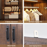 Farmhouse 2-Door Armoire Wardrobe Closet With LED