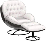Cream Linen Mid Century Swivel Accent Chair - Omega Lifestyles