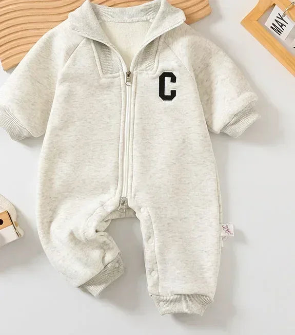 Baby Winter Thick Cotton Knit Zippered Romper - Omega Lifestyles