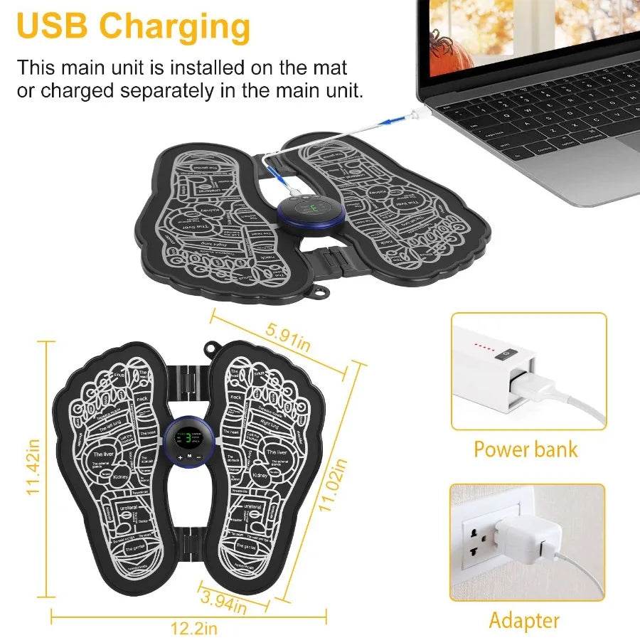 Electric USB Rechargeable Foot Circulation Massager Pad - Omega Lifestyles