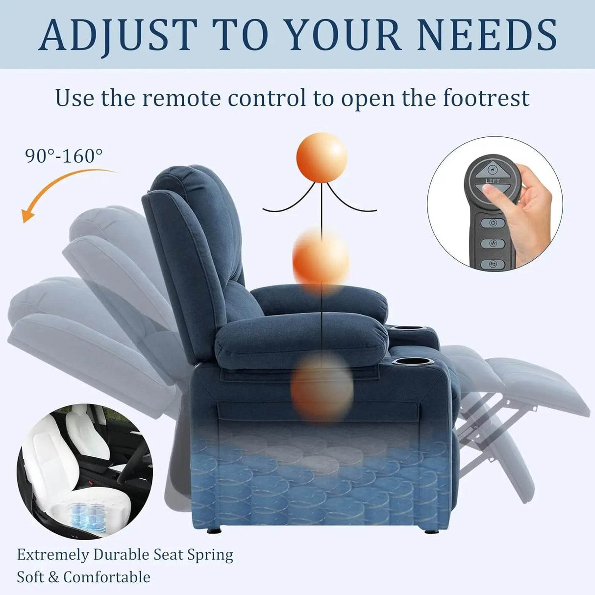 Power Recliner Chair Upholstered Heated Massage - Omega Lifestyles