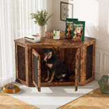 Retro Wooden Space-Saving Corner Pet Dog House - Omega Lifestyles