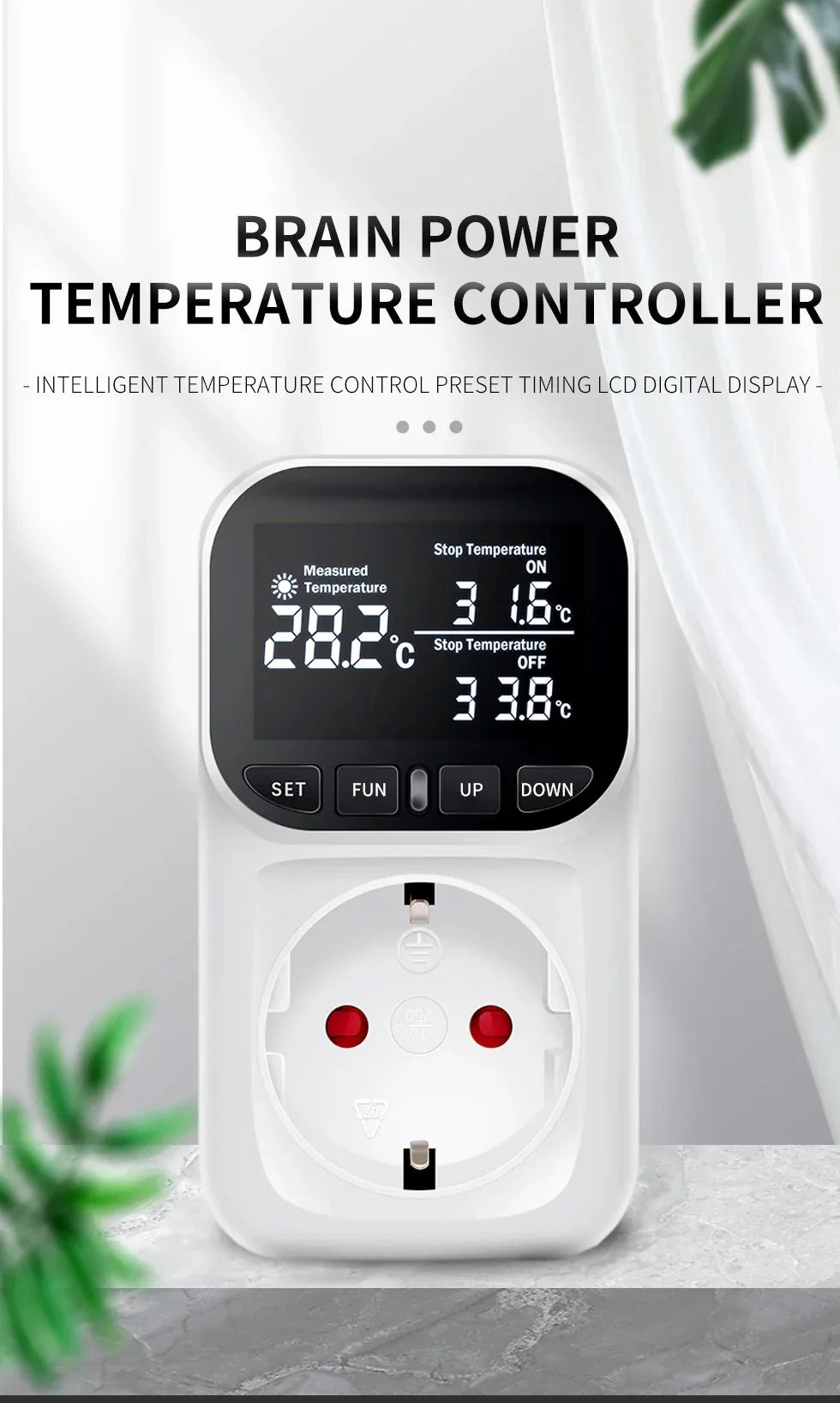 Digital Display Temperature Controller Thermostat Socket - Omega Lifestyles