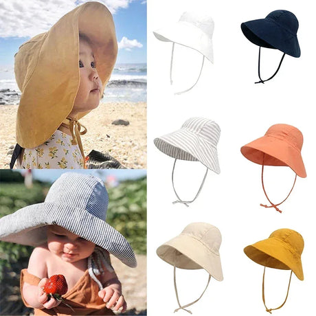 Cotton Linen Baby Kids Summer Sunhat With Wide Brim - Omega Lifestyles