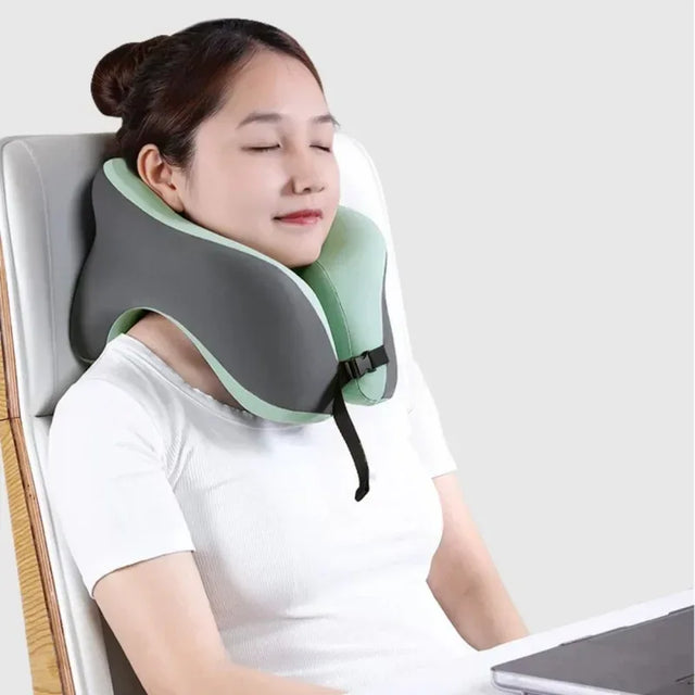 Memory Foam Travel Neck Pillow With Massage Support - Omega Lifestyles