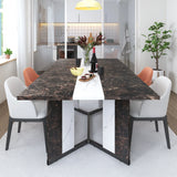 Large Rectangular Wood Top Modern Dining Table With Metal Legs
