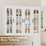 Modern 78-Inch White Glass Door Living Room Cabinet