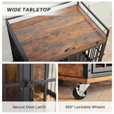 Industrial Wood Heavy Duty Large Dog Crate With Wheels - Omega Lifestyles