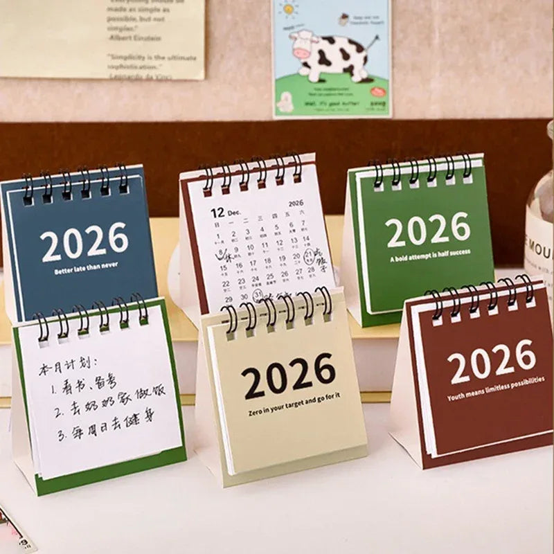 Plant Fiber Mini Spiral-Bound Desktop Desk Calendar - Omega Lifestyles