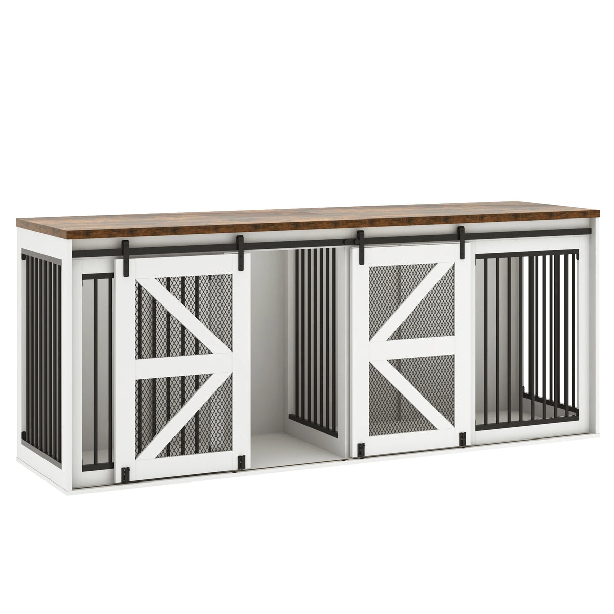 Farmhouse Wooden Large Dog Crate TV Stand Furniture