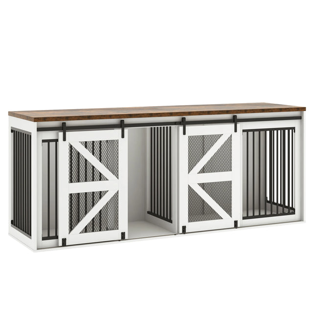Farmhouse Wooden Large Dog Crate TV Stand Furniture
