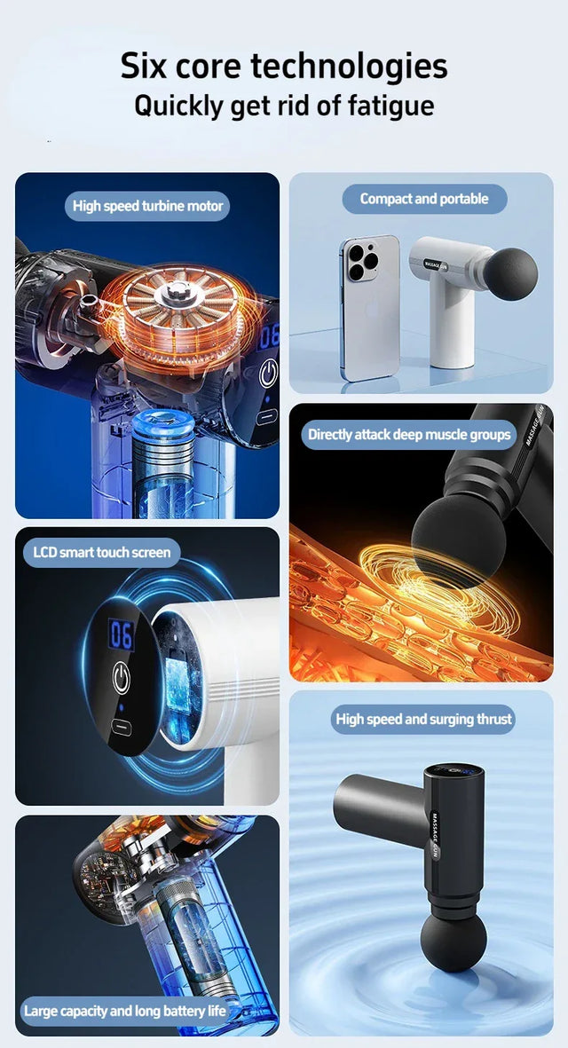 Compact USB Mini Muscle Relaxation Massage Gun With LED Display - Omega Lifestyles