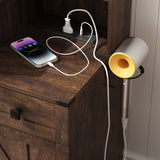 Farmhouse Makeup Vanity Desk With Mirror Lights Stool