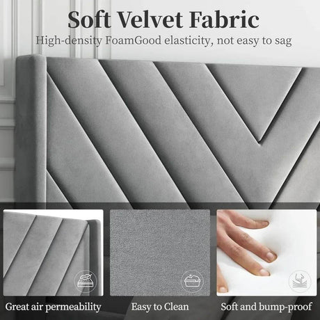 Upholstered Wing Side Bed Frame - Omega Lifestyles