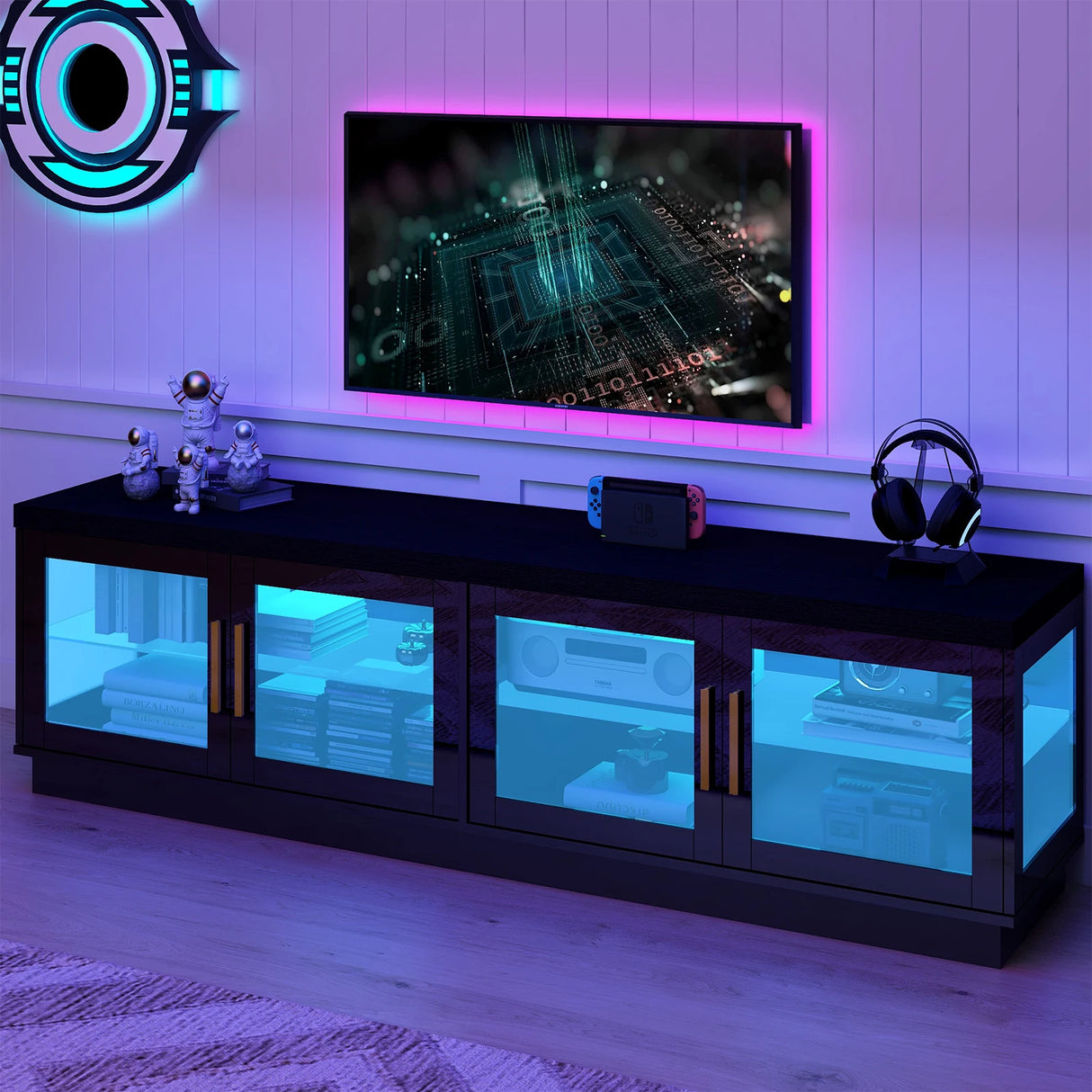 70-Inch Modern LED High Glossy Wooden TV Stand