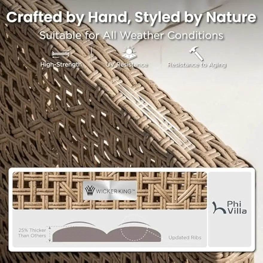 Bohemian Outdoor Wicker Patio Conversation Set - Omega Lifestyles