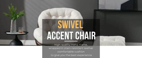 Cream Linen Mid Century Swivel Accent Chair - Omega Lifestyles