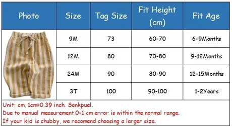 Vintage Cotton Striped Boys Elastic Waist Casual Pants - Omega Lifestyles