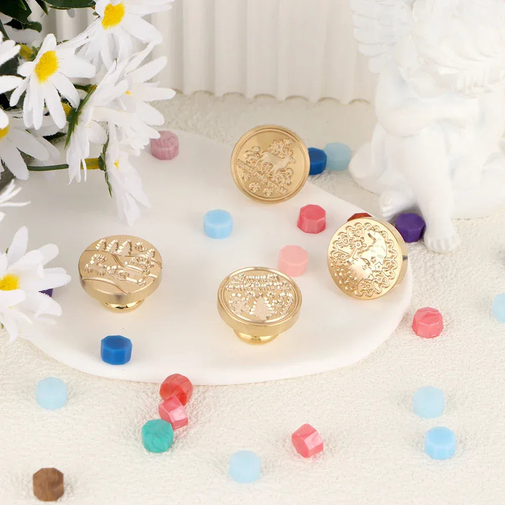 Wooden Handle Brass Wax Seal Stamp With Removable Head - Omega Lifestyles