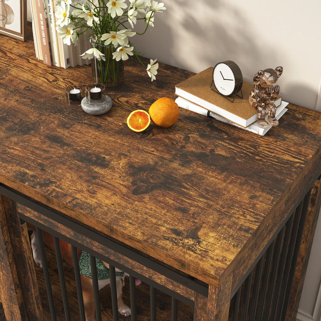 Farmhouse Wooden Large Dog Crate TV Stand Furniture