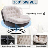 Cream Linen Mid Century Swivel Accent Chair - Omega Lifestyles