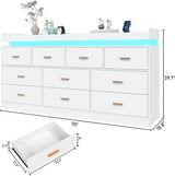 Modern 10-Drawer Dresser with LED Light - Omega Lifestyles