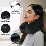 Travel Neck Pillow With Velvet Cover And Storage Bag - Omega Lifestyles