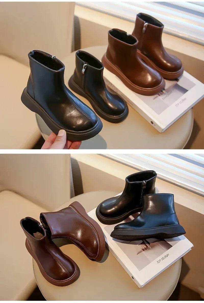 Children's Waterproof Leather Anti-Slippery Ankle Boots - Omega Lifestyles