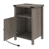 Farmhouse LED Nightstand Set of 2 With Charging Station