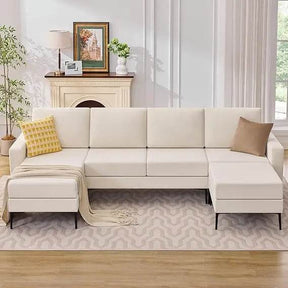 Modern Modular Corduroy Sectional Sofa With Convertible Chaise - Omega Lifestyles